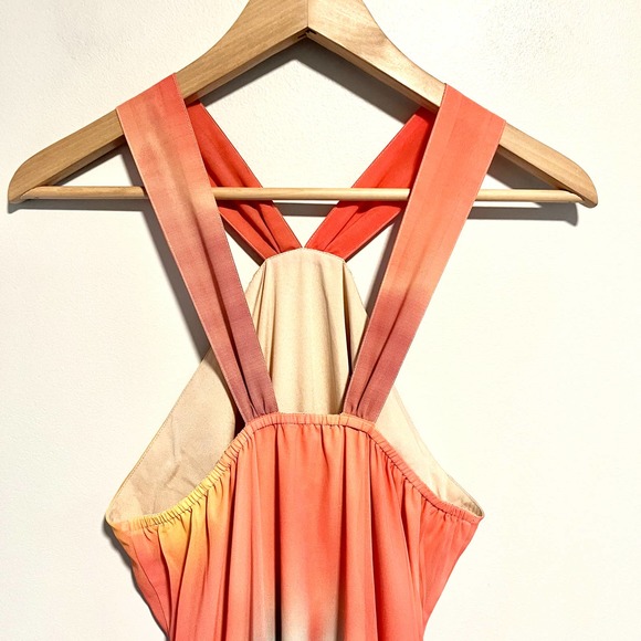 Sundance Maxi Dress Rainbow Sherbet Ombre Flowy Maxi Chiffon Halter BRAND NEW - Picture 9 of 10